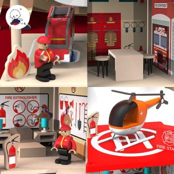 Großhandel B2B Feuerwache Rollenspiel Spielzeug aus Holz